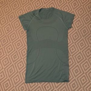 Women’s Lululemon light sage green running tee shirt , size 6